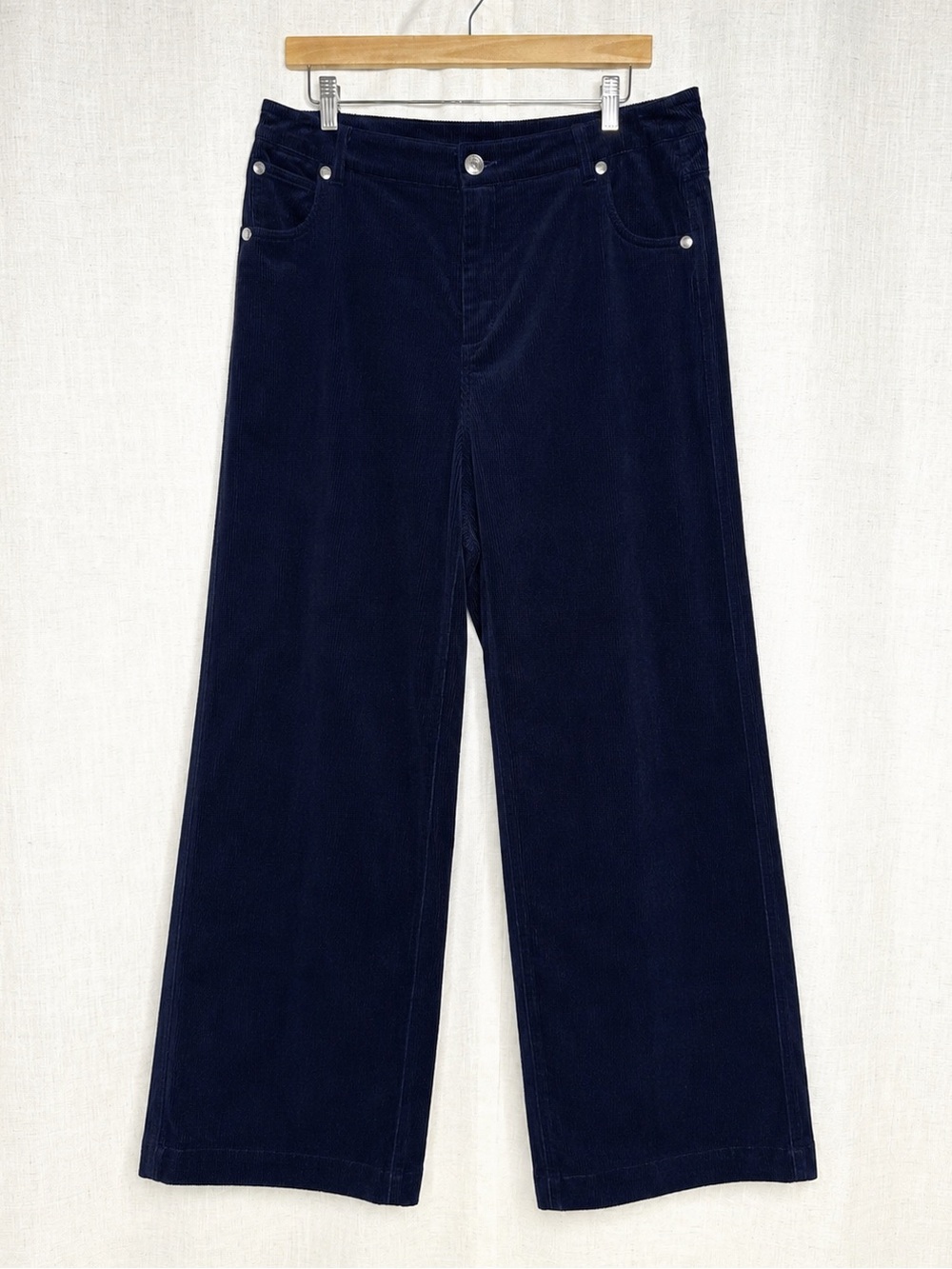 STAUD Grayson Corduroy Wide Leg Pants Navy Size 10 - Picture 2 of 15